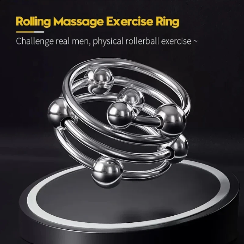 Men's Multi-Beaded Penis Toy Stainless Steel & Silicone Cock Ring Sex Toy Delay Ejaculation Function Available Different Sizes