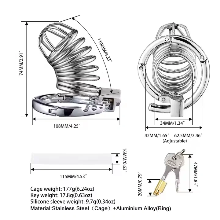 Adjustable Adult Male Chastity Lock Cage Serpentine Shaped Sex Toys BDSM SM Bondage Gear for Men