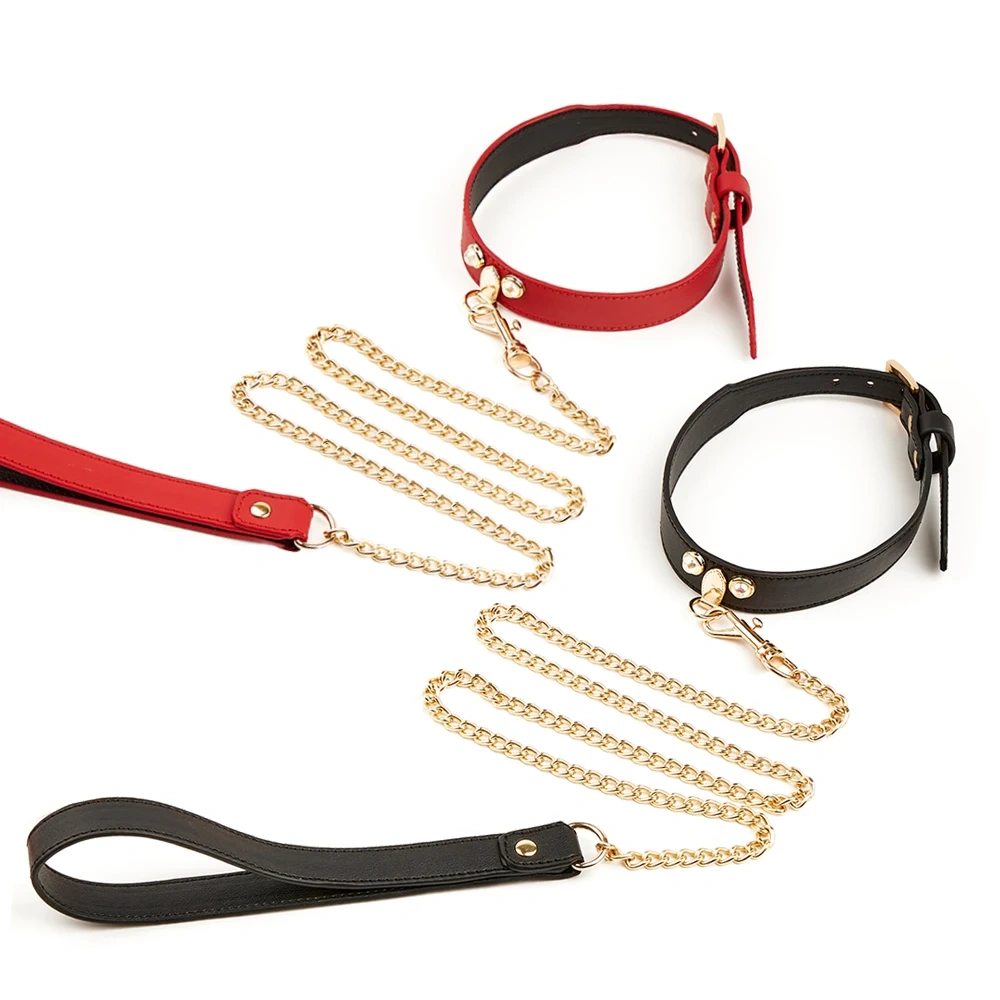 Bondage Gear Real Leather Collar Black Red BDSM Kits Adult Sex Toys for Women Juguetes Sexuales Color Box Packing