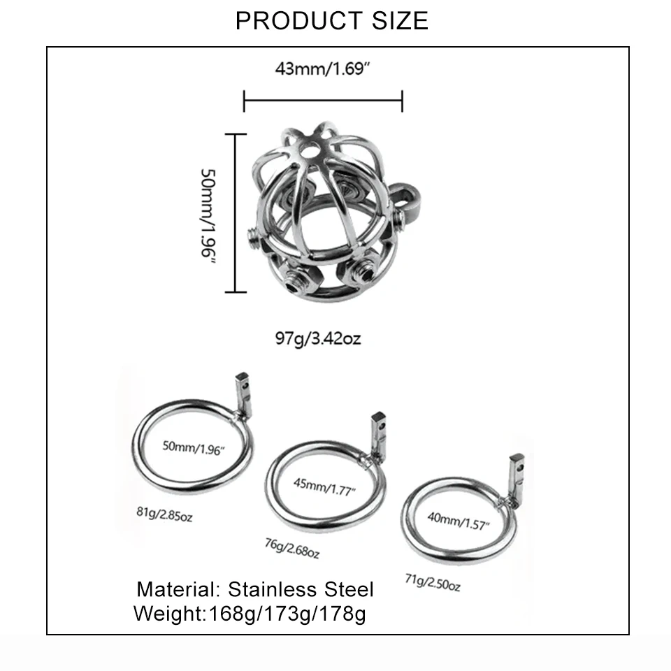 Stainless Steel Penis Lock Chastity Cage Sex Toys for Men BDSM Gear for SM Games and Bondage Play
