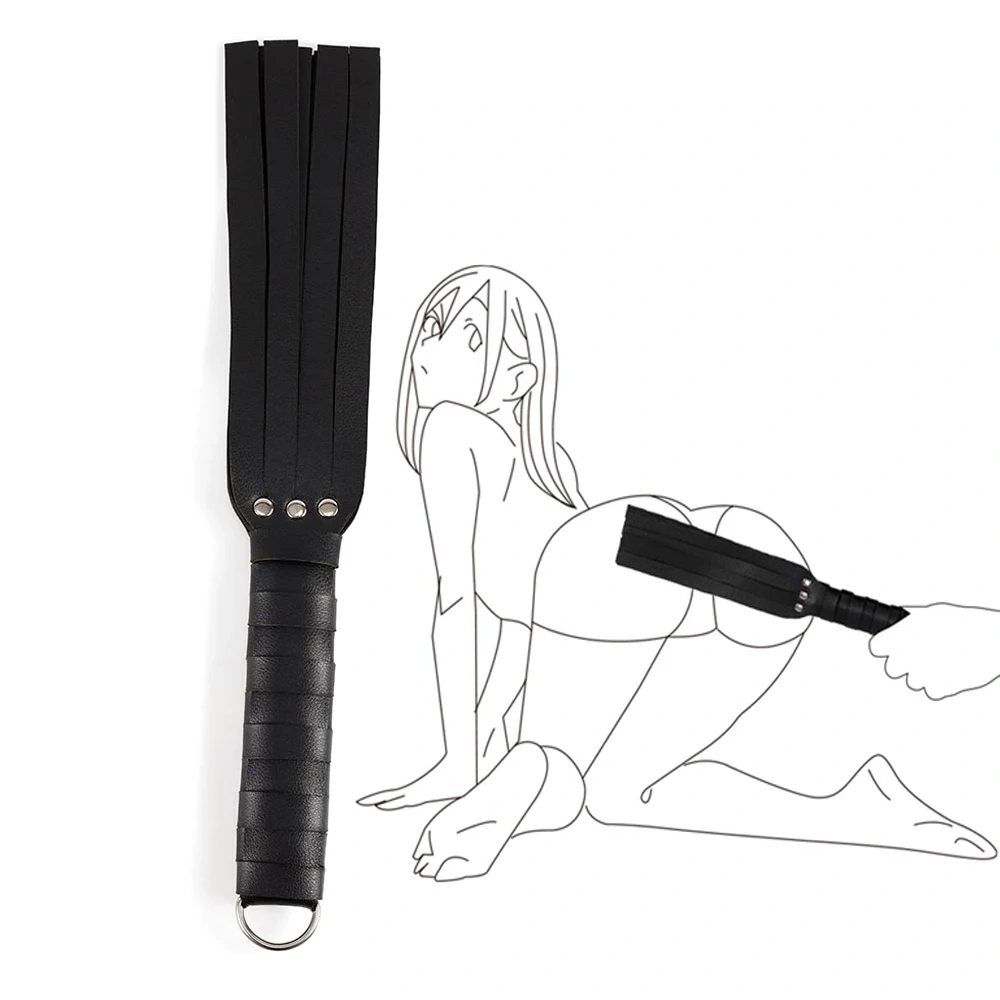 Black PU Leather Four Strip Shape Paddle Adult BDSM Bondage Gear Sex Toys Whip and Juguetes Sexuales Set