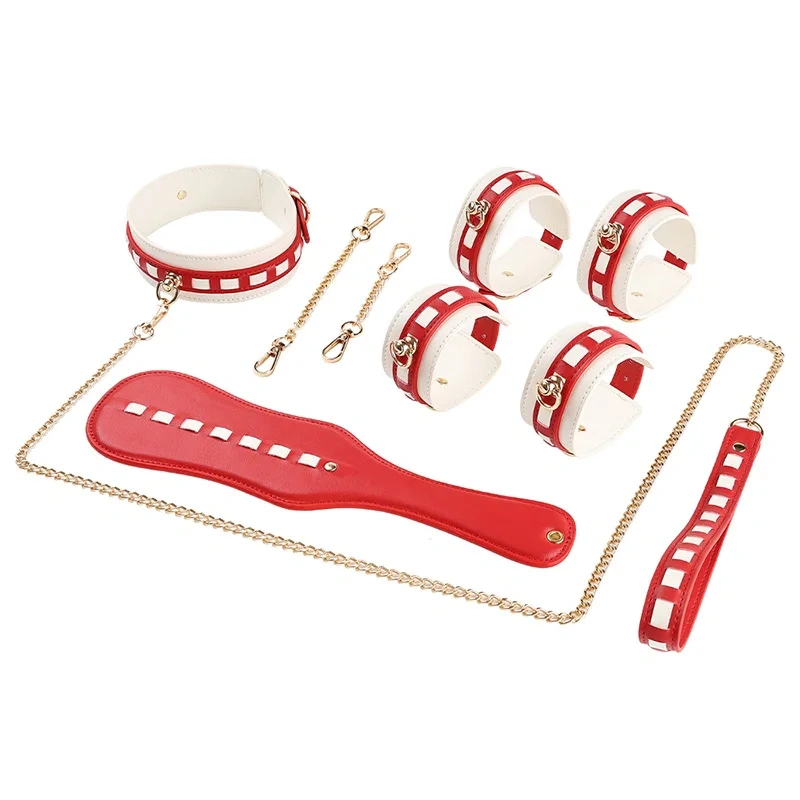 Double-Color Leather Bondage Set for Women BDSM Bondage Restraints Kit with Collar Adult Sex Products and Sex Toys
