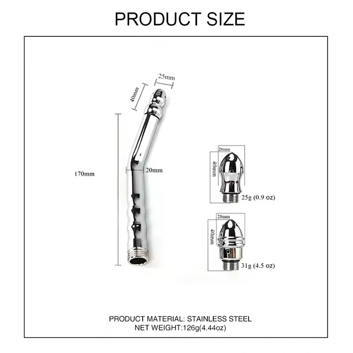 Durable Metal Enema Kit with 3 Angled Nozzles Adult Anal Douche Cleaner