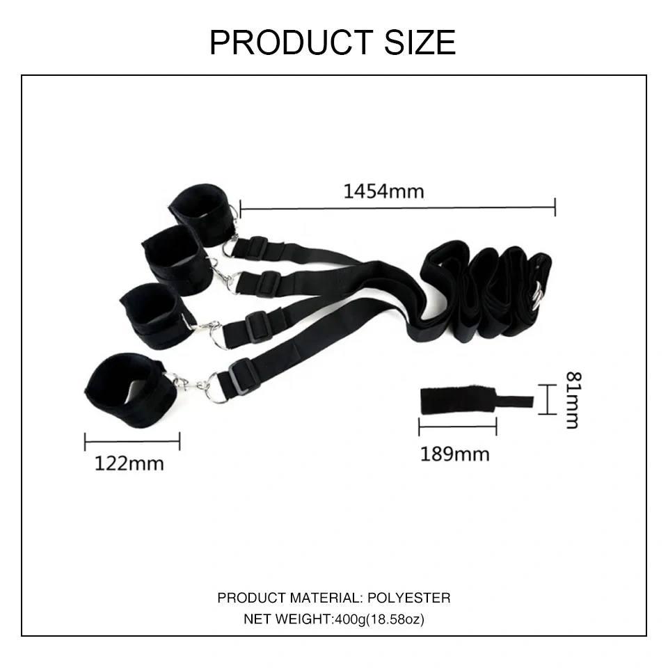 Bed Bondage Kit for Adults Restraint Gear Sex Toys with Leather Belt and Handcuffs Juguetes Sexuales SM Type