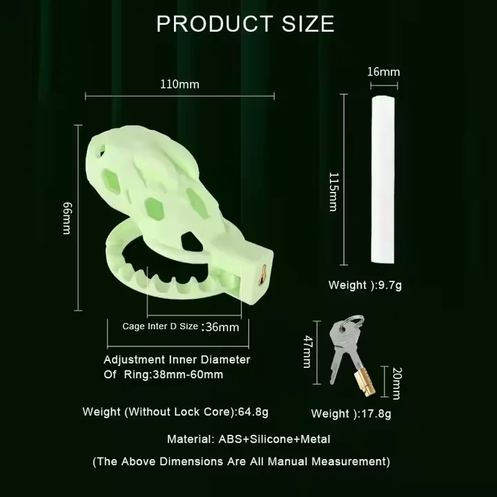 Light Green ABS Chastity Lock Bondage Gear Adjustable Size Sex Toy Chastity Cage for Men Adult Juguetes Sexuales
