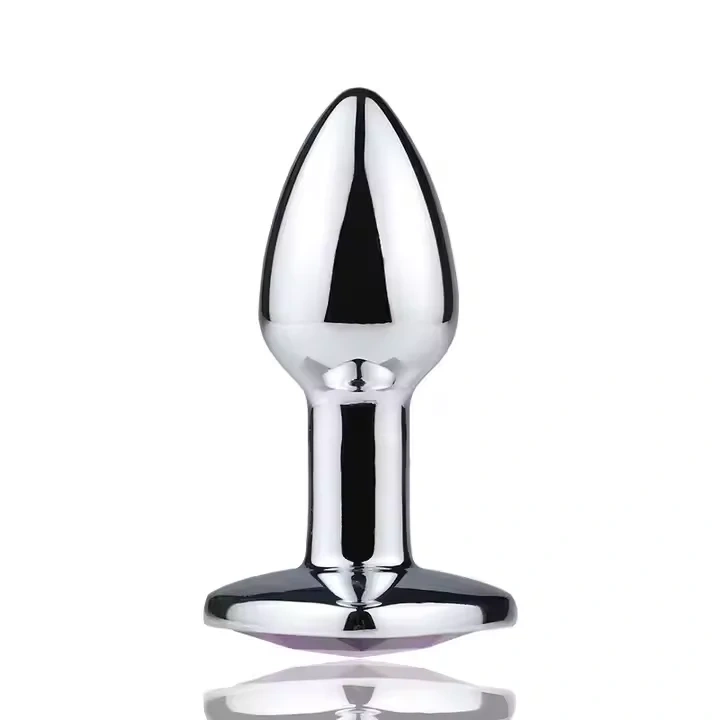 Mini Gem Anal Plug Long Handle Stainless Steel Anal Stopper Sex Toys for Women and Men for Butt Play Juguetes Sexuales