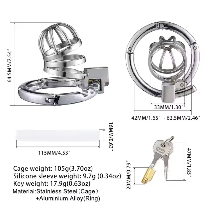 Adjustable Adult Male Bondage Gear Hollow Short Chastity Cage