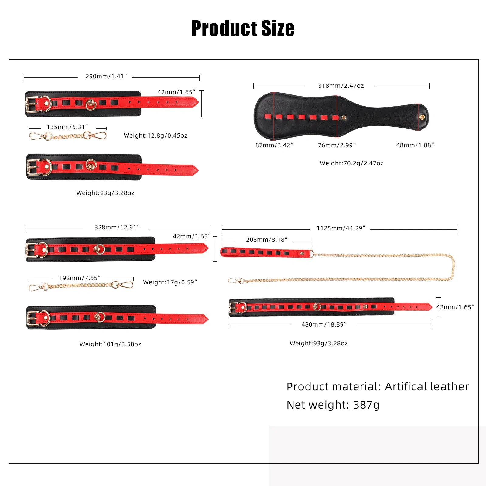 Double-Color Leather Bondage Set for Women BDSM Bondage Restraints Kit with Collar Adult Sex Products and Sex Toys