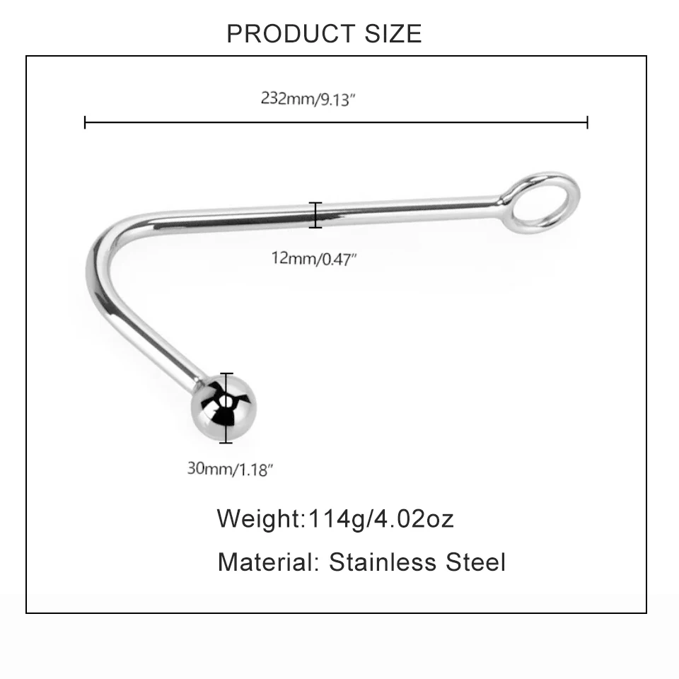 Single Curved Stainless Steel Anal Hook Butt Plug Women's Bondage Gear for Adult Sex Juguetes Sexuales and Sex Toys