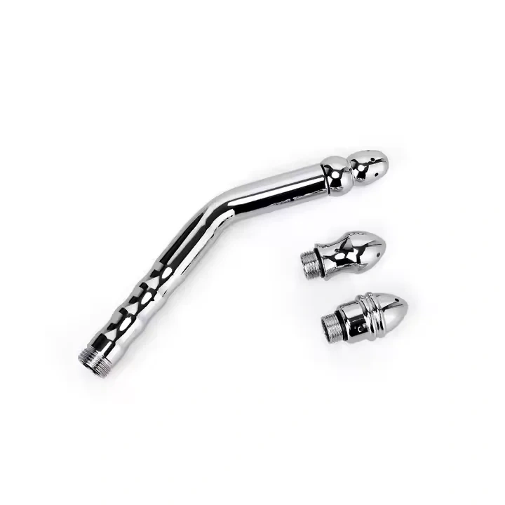 Durable Metal Enema Kit with 3 Angled Nozzles Adult Anal Douche Cleaner