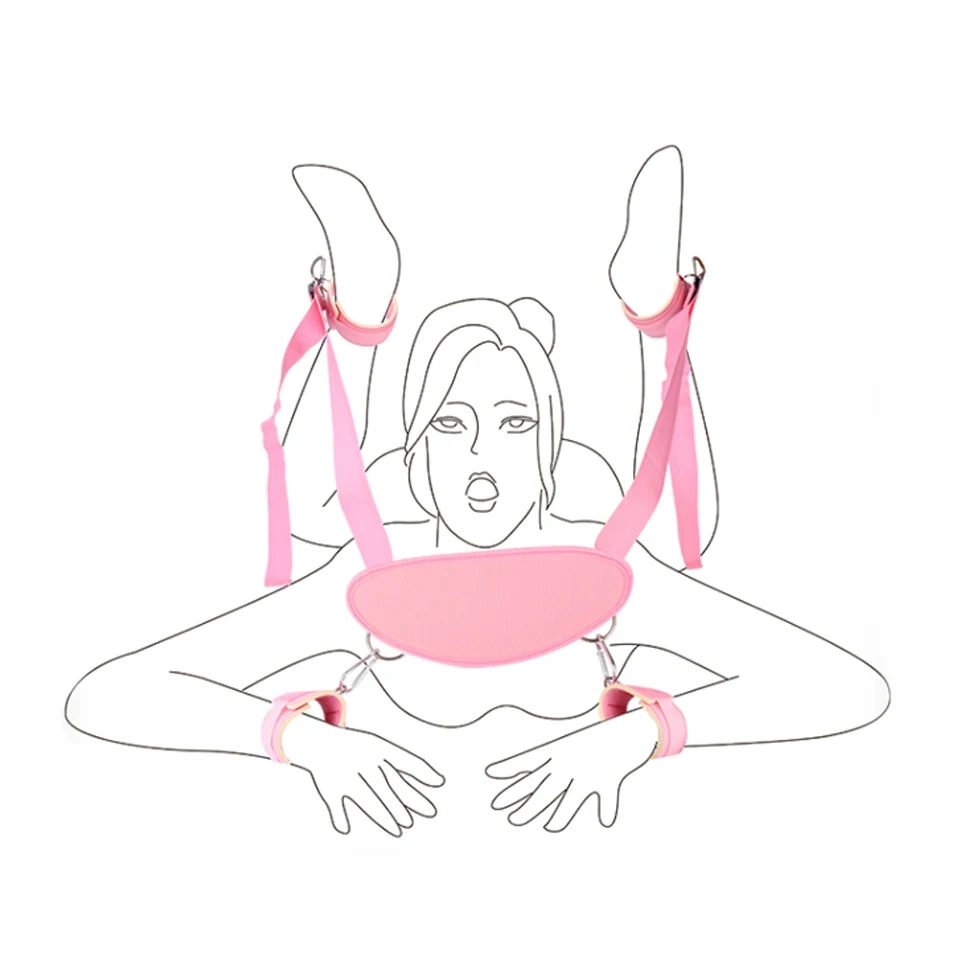 Bondage Gear Black Pink Handcuffs with Ankle Cuffs Age-Appropriate Sex Toys for Adults for Couples-Juguetes Sexuales