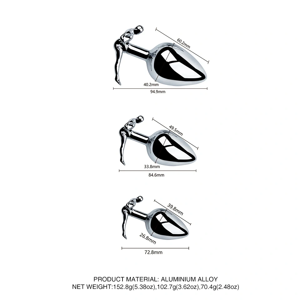 Aluminium Alloy Adult Sex Toys Human Base Anal Plug-Comfortable Butt Plug for Men and Women