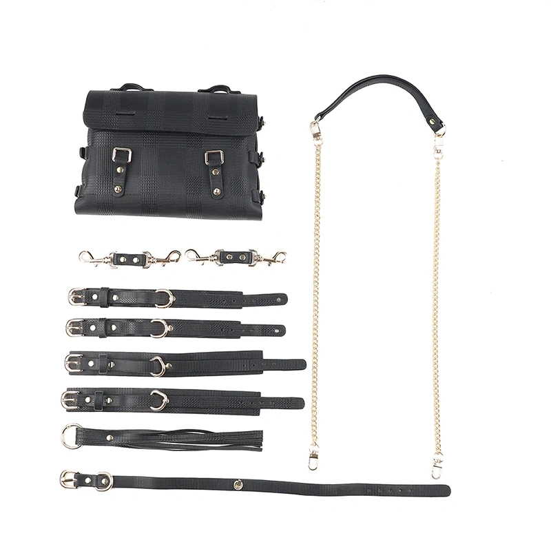 Soft Leather Bondage Gear Set Hand Cuffs and Restraints Sex Toys for Women BDSM SM Products with Convenient Carry Bag