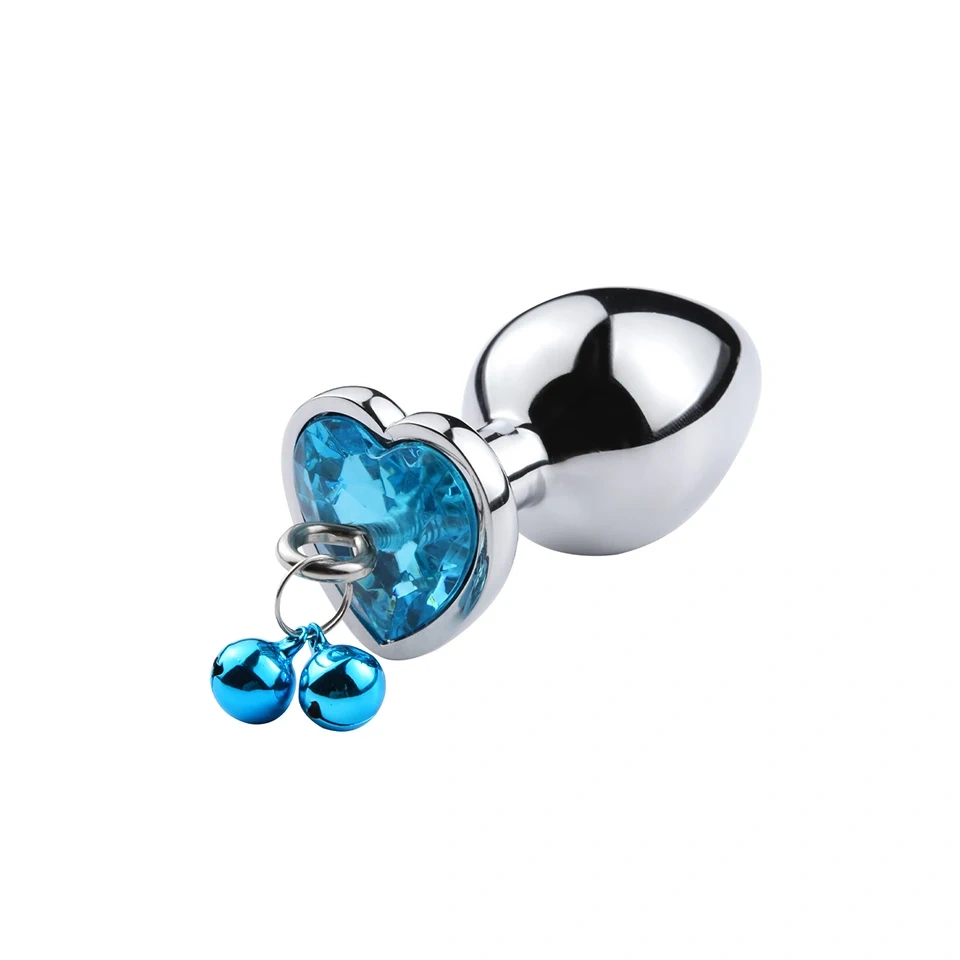 Alloy Heart Base Anal Plug Sex Toys for Women and Men Aluminium 2 Bells Metal Butt Plug with Leash Juguetes Sexuales