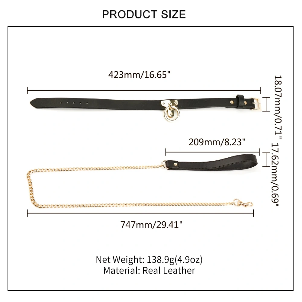 Real Leather Bondage Gear with Black Red Pink Collar Mask Whip Handcuff-Adult Sex Toys Kit for Women Including Color Box Packing