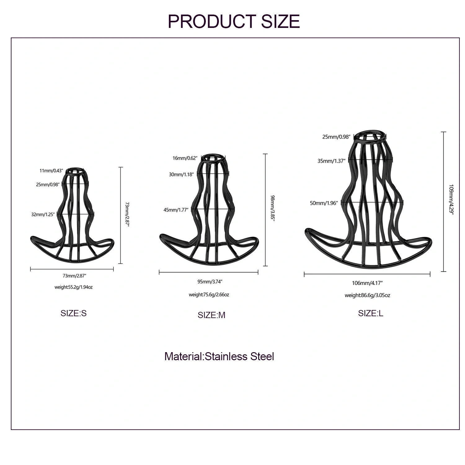 Specially Designed Gourd Hollow Anal Plug Black Metal Stainless Steel Sex Toy for Women and Men