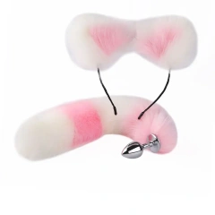 Pink White Tail+Pink White Cat Ear
