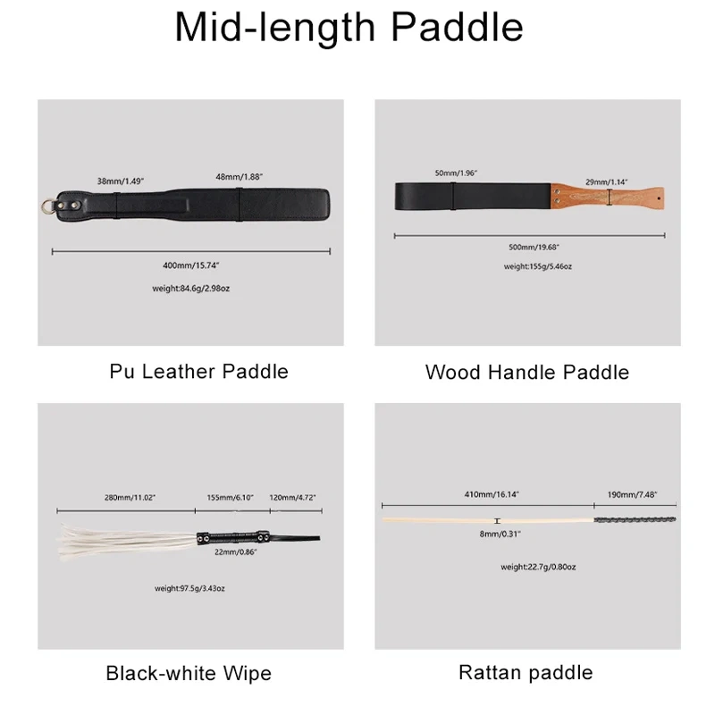 PU Leather Paddle Bondage Gear Kit with Different Sizes Wood Handle Adult Sex Toys Juguetes Sexuales
