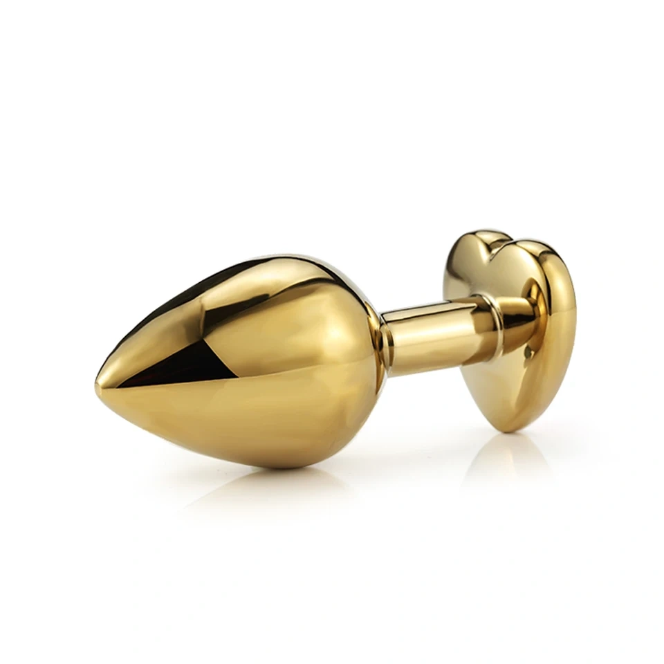 Customized Color Golden Heart Shape Crystal Anal Plug Metal Butt Jewel Sex Toys for Women