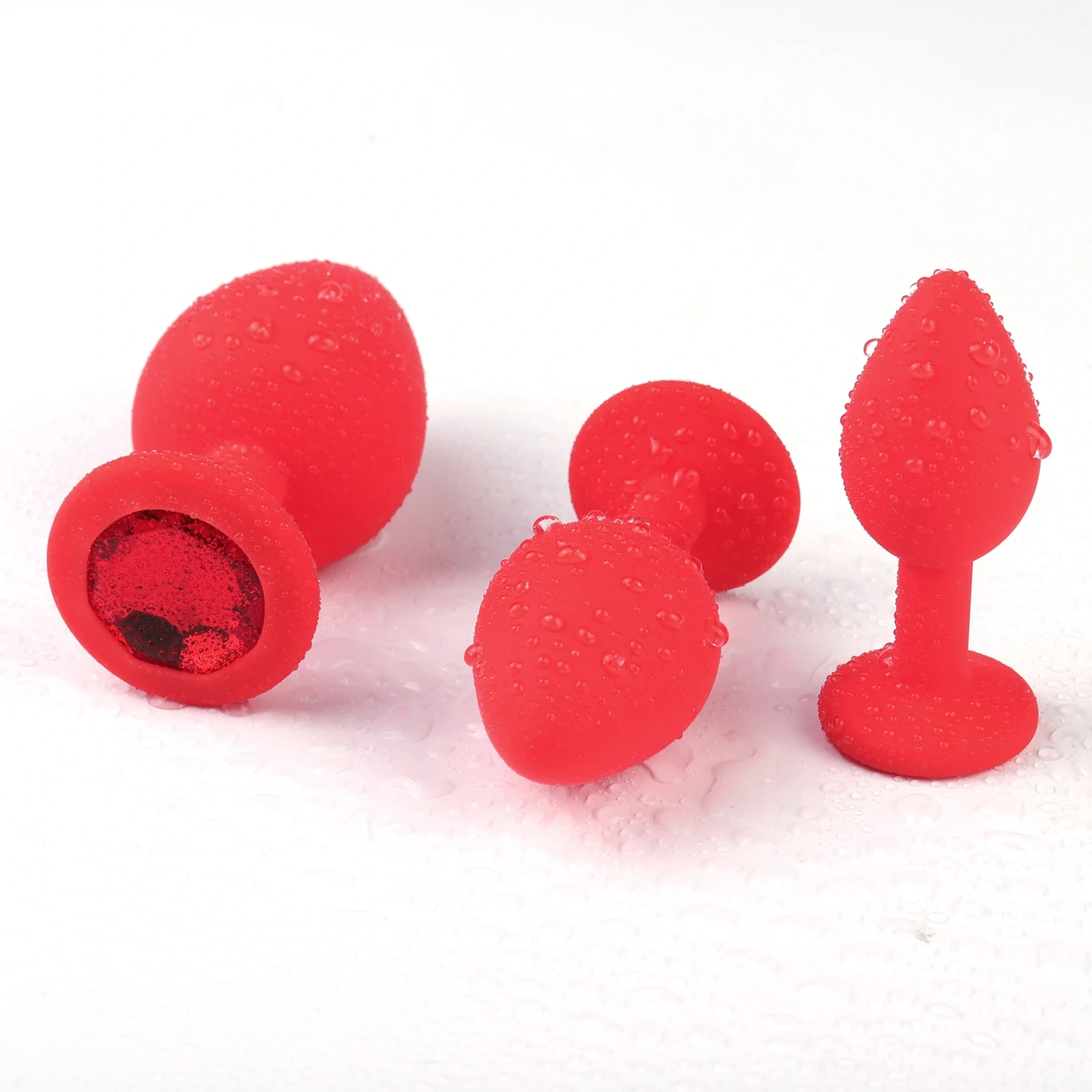 Red Silicone Anal Plug and Jewel Adult Products   Butt Plug Set Sex Toys for Women Anal Toys