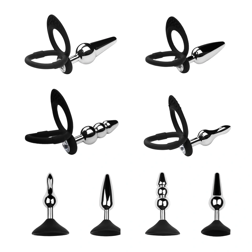 Butt Plug Dildo Anal  Plug with Silicone Ring and Jewel Aluminum Alloy  Anal Toys Sex Toys for Man