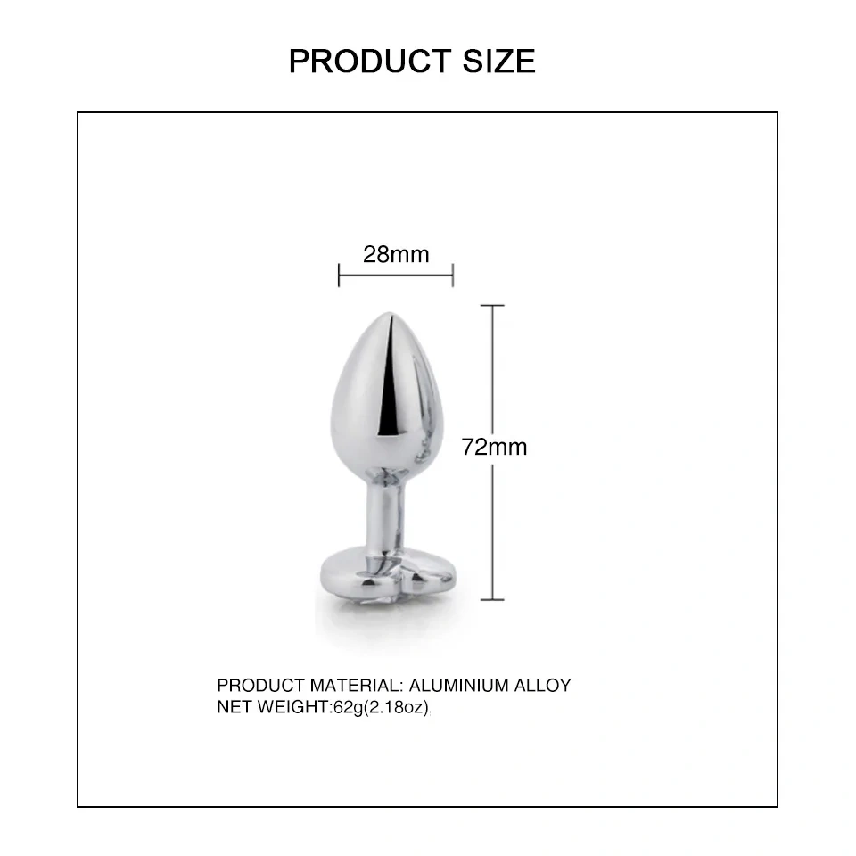 Fun Metal Heart Base Anal Plug S-Size Heart Jewel Butt Plug Adult Sex Toys for Women and Men Juguetes Sexuales