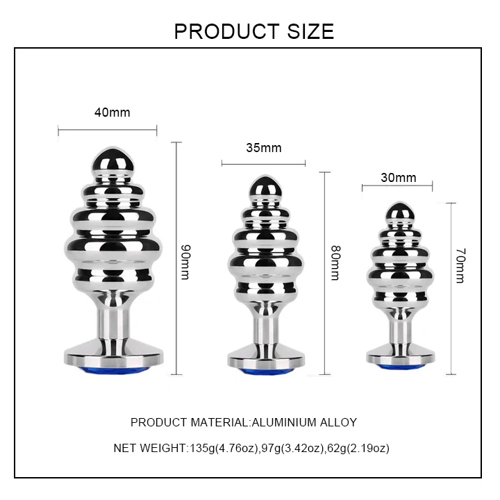 Ribbed Metal Butt Plug Jewelry Anal Sex Toys for Women and Men Fun Sex Games & Toys