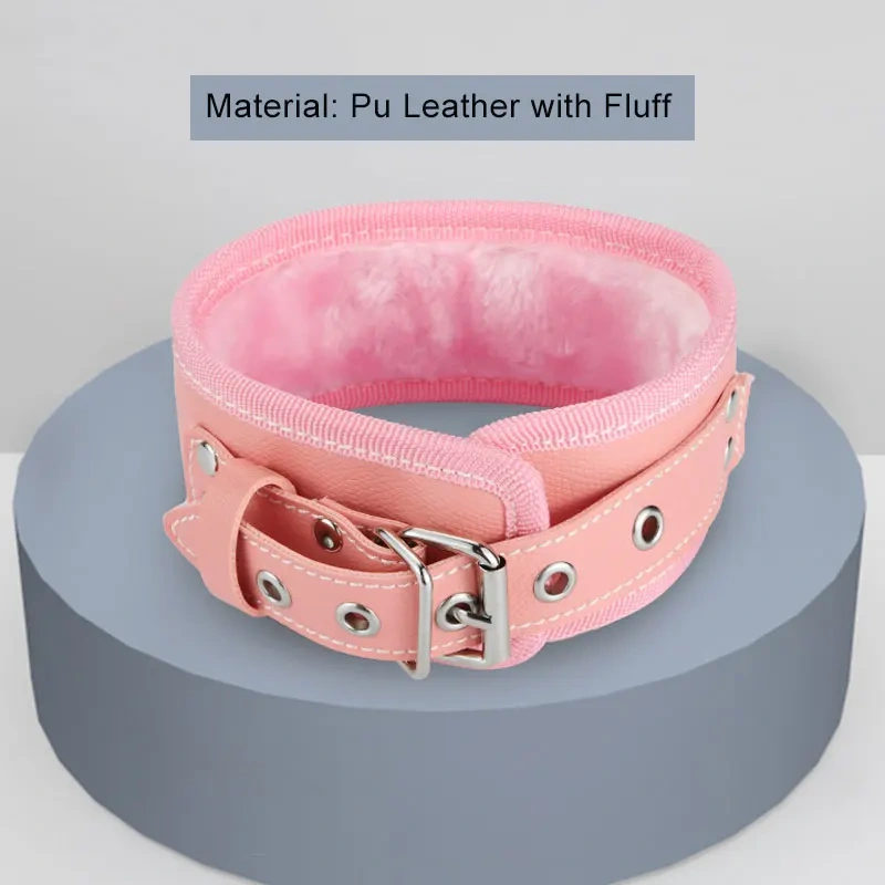 Black Bondage Gear PU Leather Set with Fluff 8pcs Pink Bed Restraints Sex Toys for Women BDSM Products Juguetes Sexuales