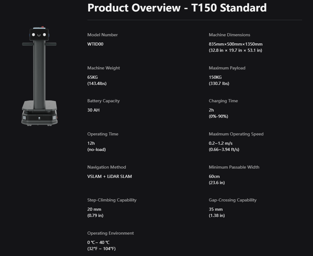PUDU T150 (Industrial Delivery Robot)