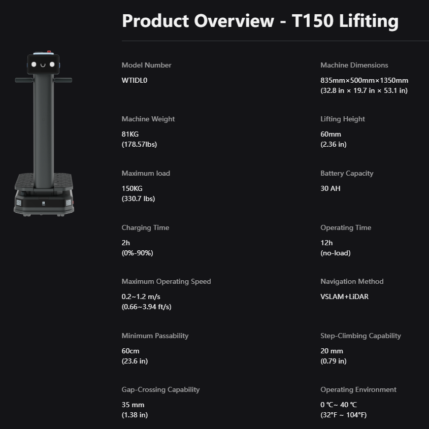 PUDU T150 (Industrial Delivery Robot)