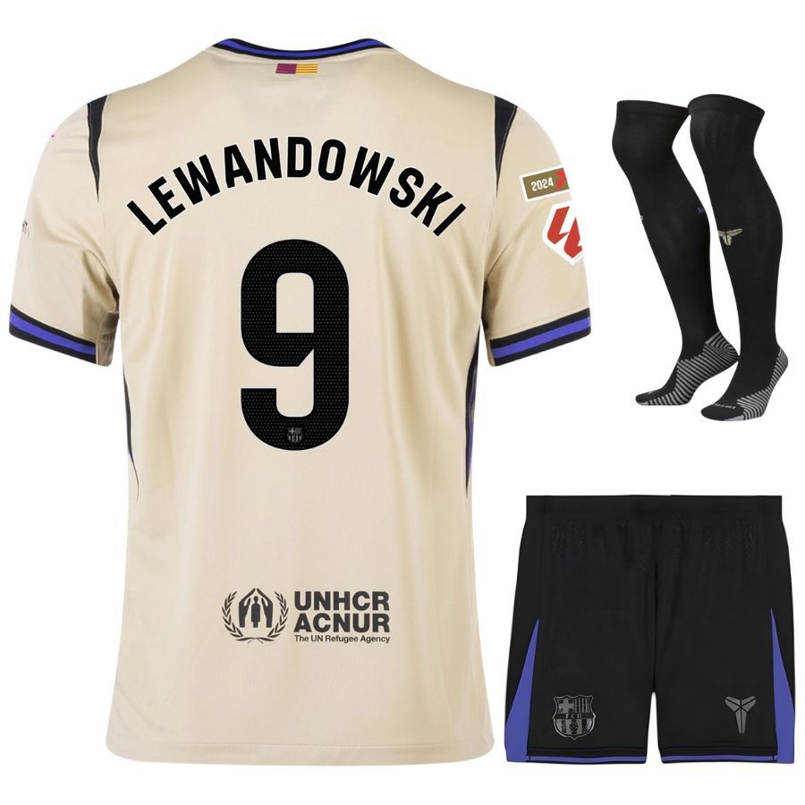 Barça Away Kids Kit Jersey 2025 2026 Lewandowski La Liga