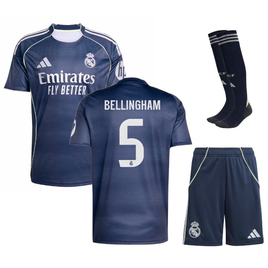 Real Madrid Away 2025 2026 Bellingham Kids Kit Shirt