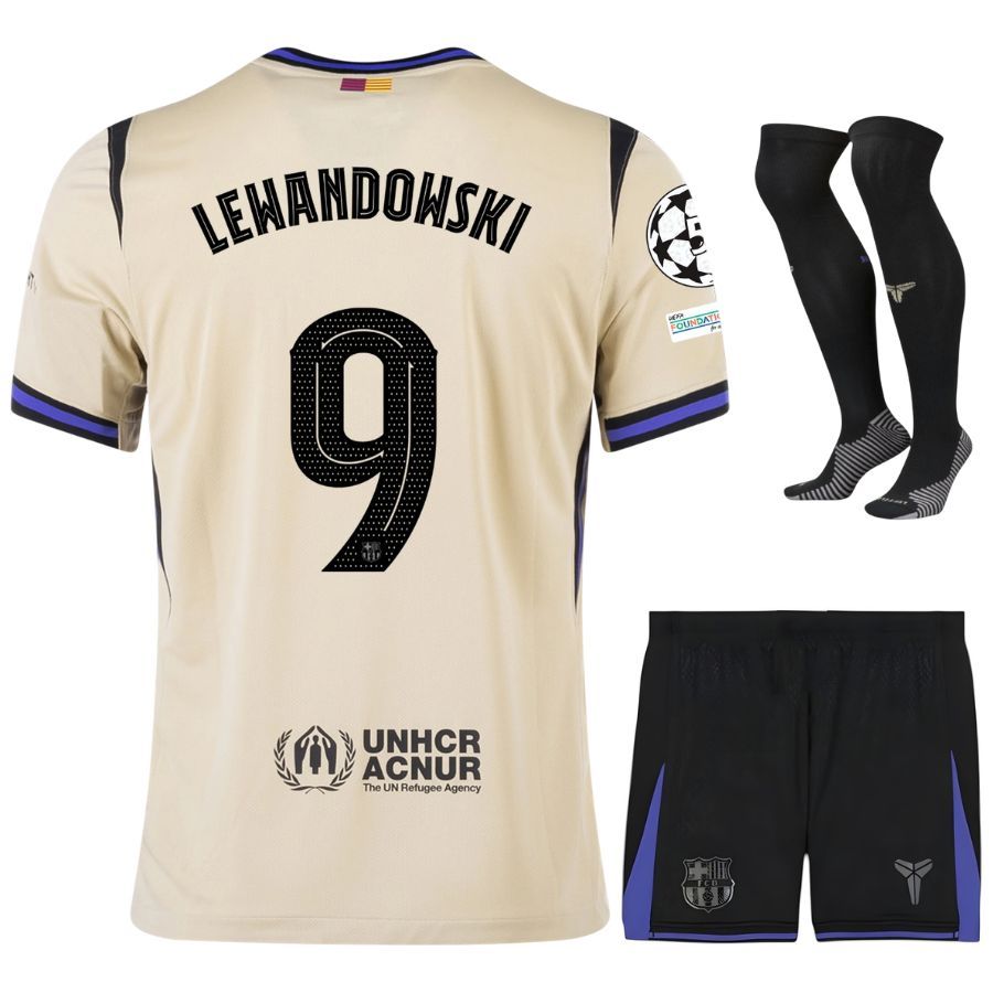 Barça Away Kids Kit Jersey 2025 2026 Lewandowski UCL
