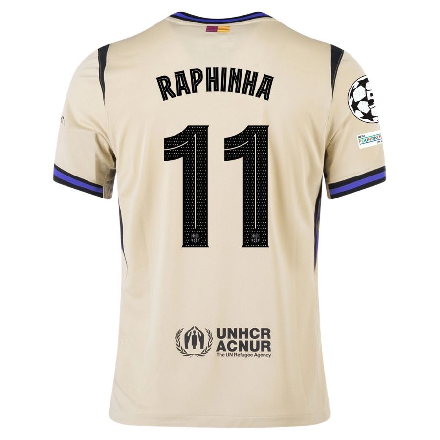 Barca Away Kids Kit Jersey 2025 2026 Raphinha UCL