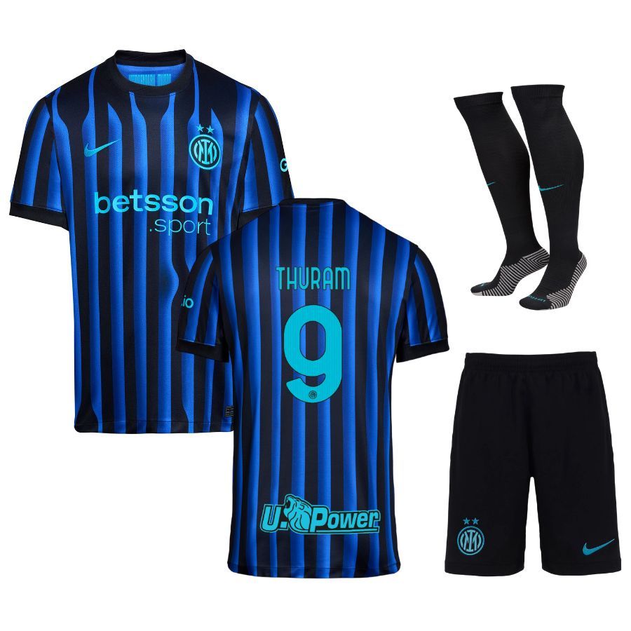 Inter Milan Home 2025 2026 Thuram Kids Kit Jersey