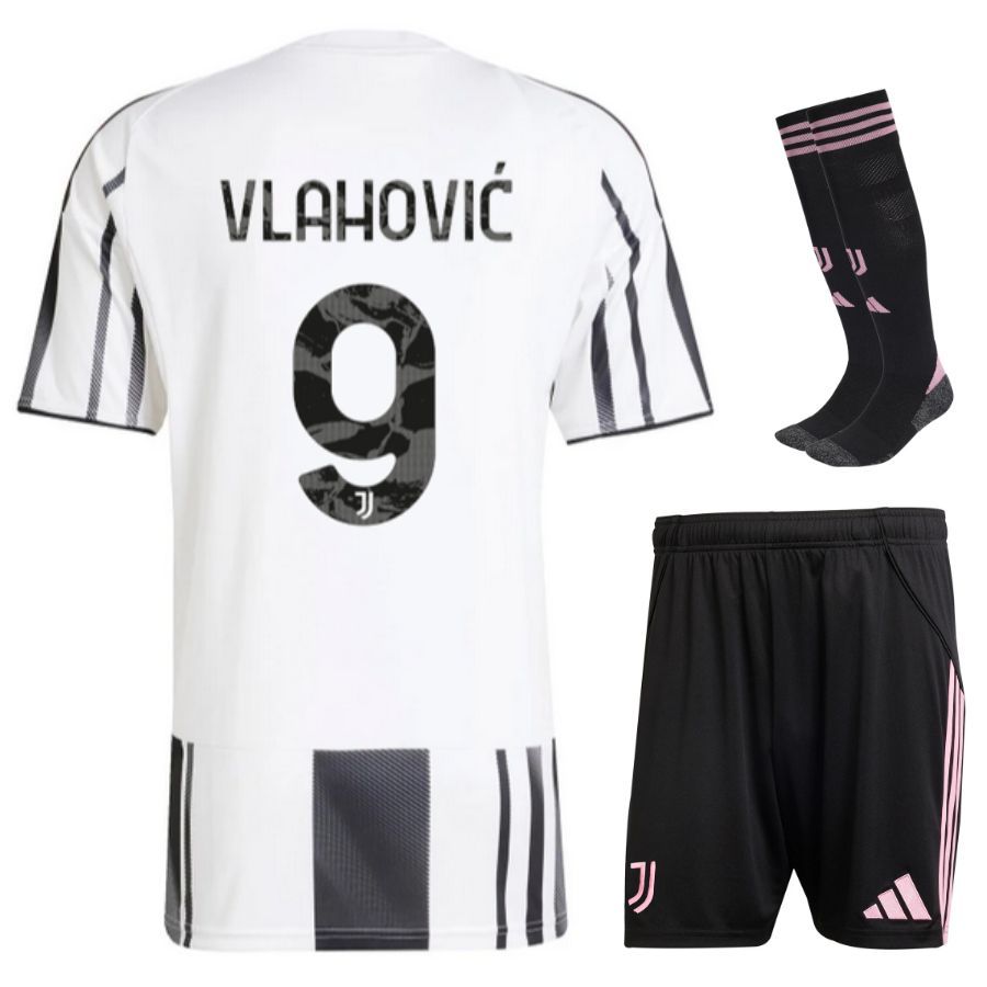 Juventus Home 2025 2026 Vlahovic Kids Kit Jersey