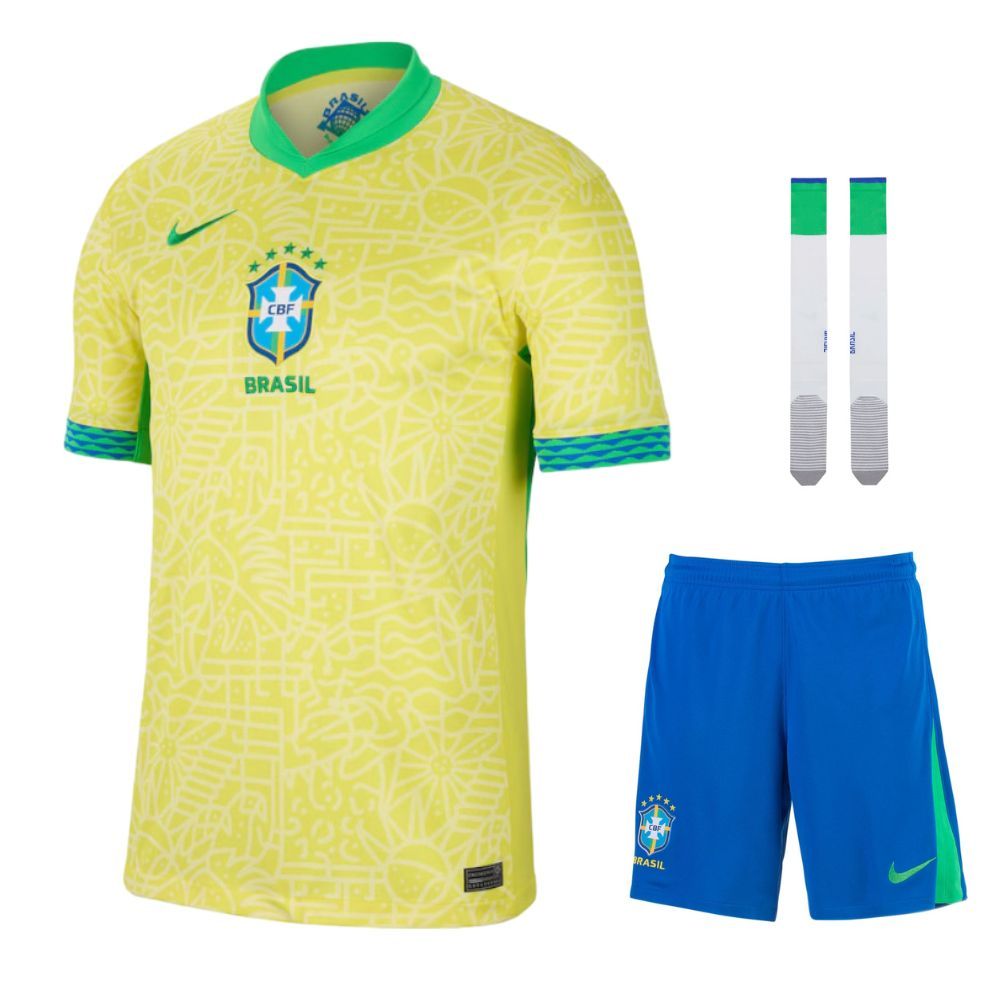 Brazil Home Kids Kit Jersey 2024 2025