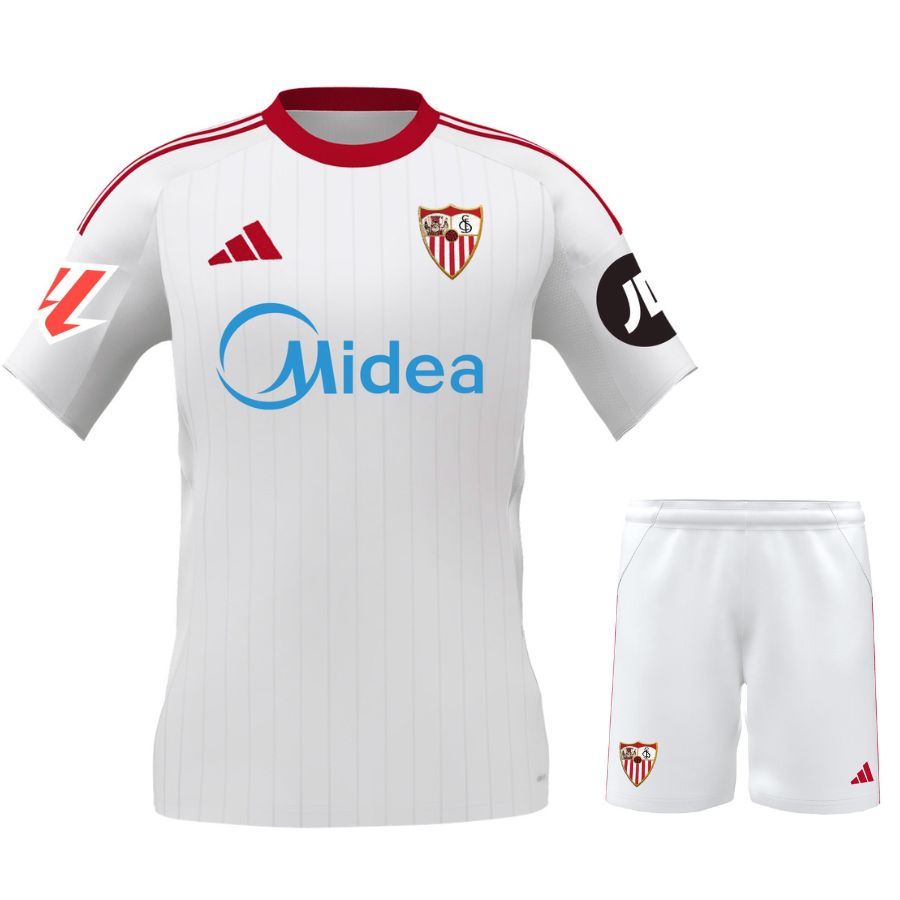 FC Sevilla Home 2025 2026 Kids Kit Jersey