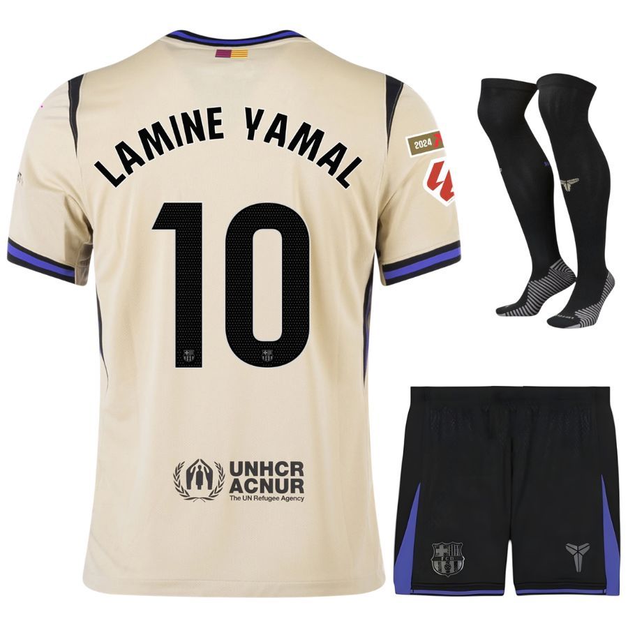 Barça Away Kids Kit Jersey 2025 2026 Lamine Yamal La Liga