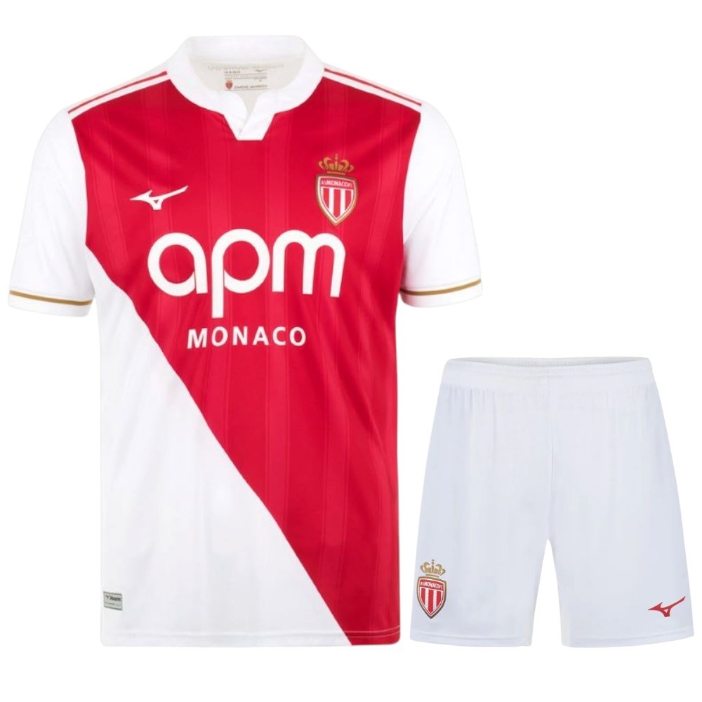 AS Monaco Home 2025 2026 Kids Kit Jersey