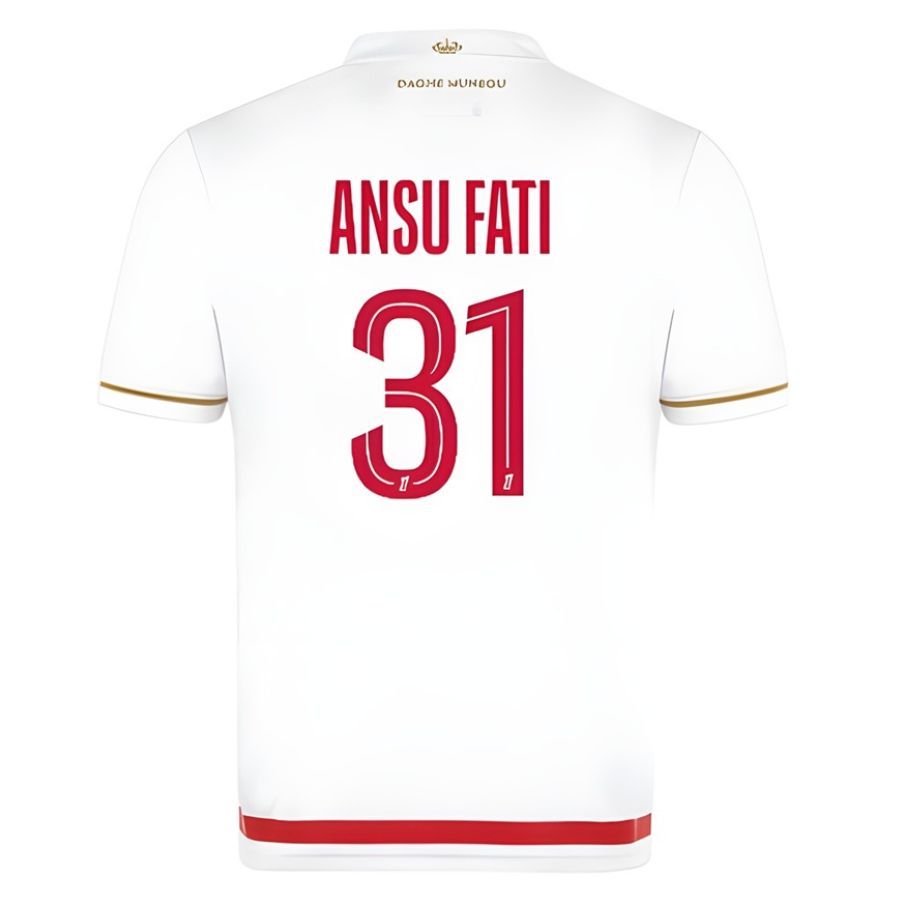 AS Monaco Home 2025 2026 Ansu Fati Kids Kit Jersey