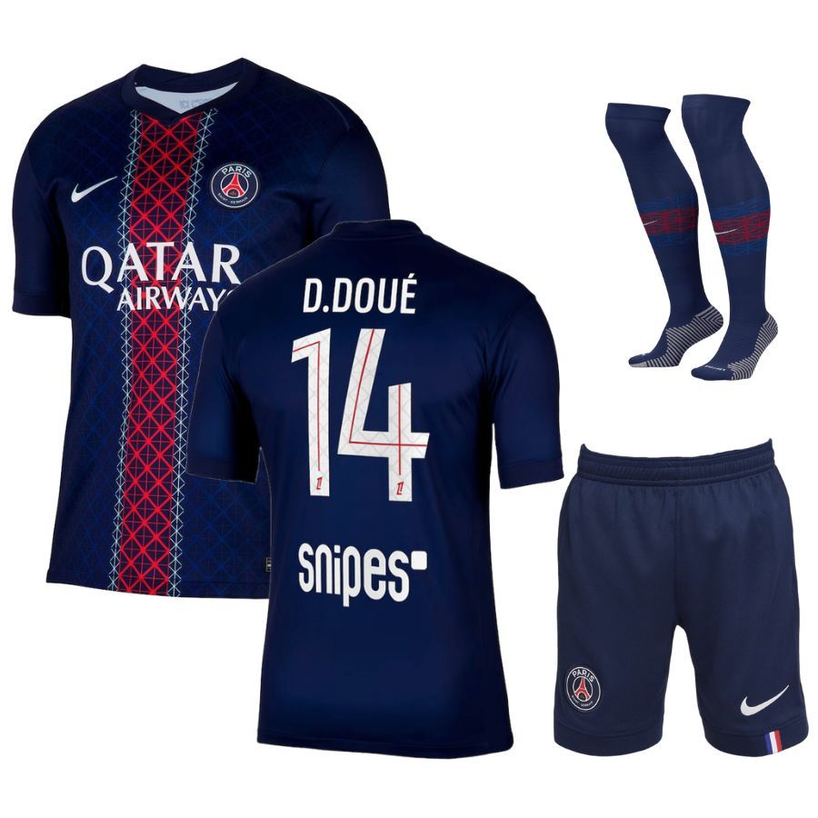 PSG Home 2025 2026 Kid's Kit Jersey Désiré Doué