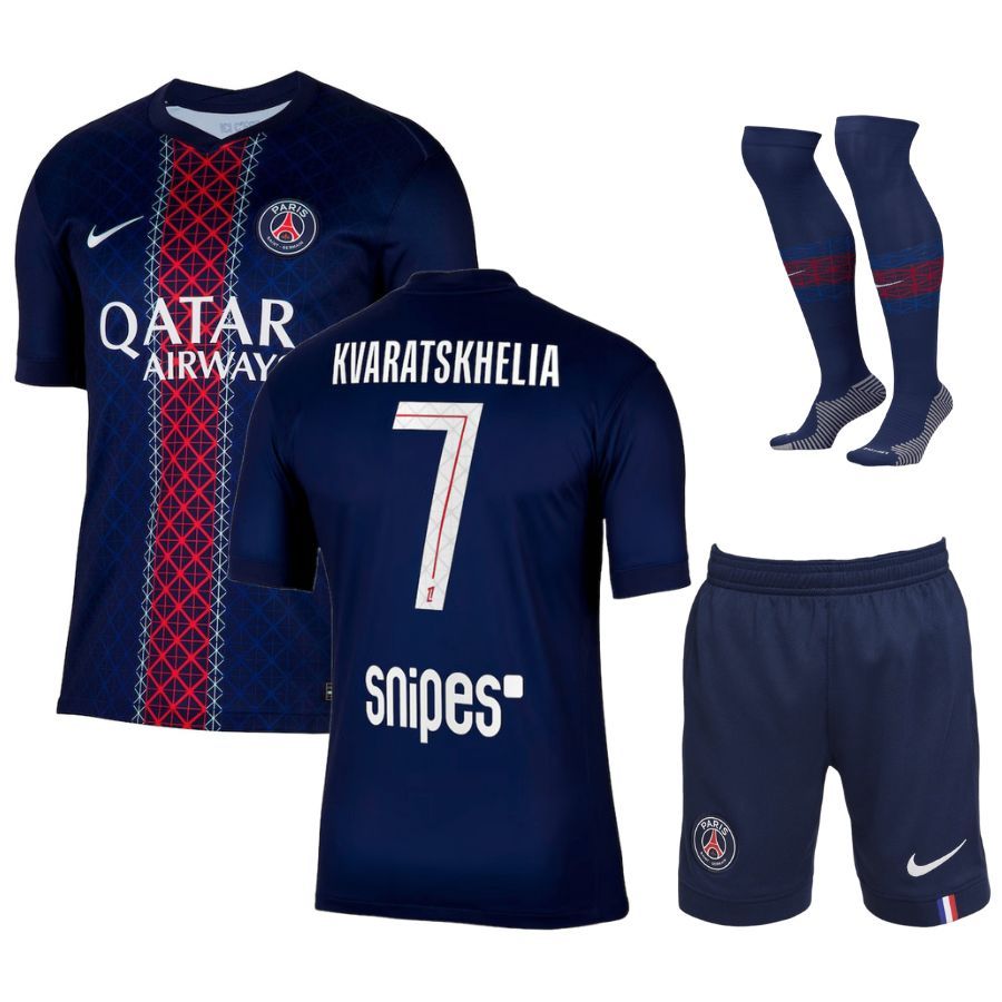 PSG Home 2025 2026 Kvaratskhelia Kids Kit Shirt