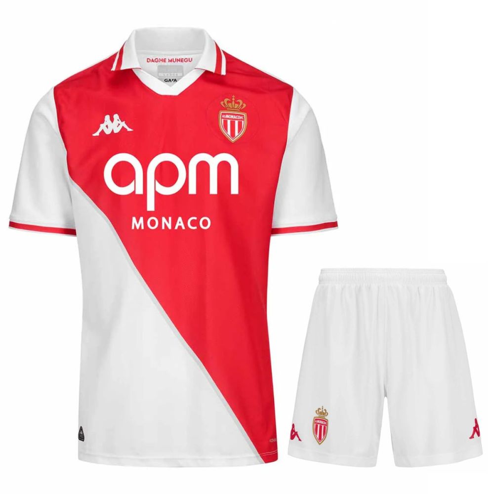 AS Monaco Home 2024 2025 Kids Kit Jersey