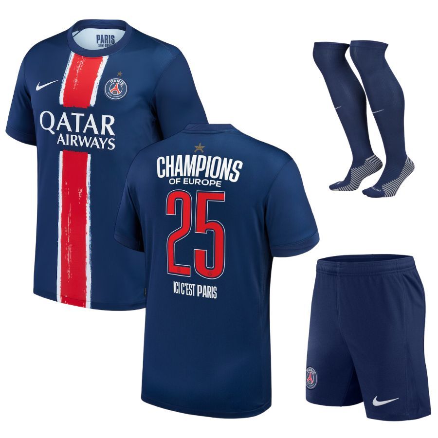 PSG European Champions 2025 1 Star Kids Kit Jersey