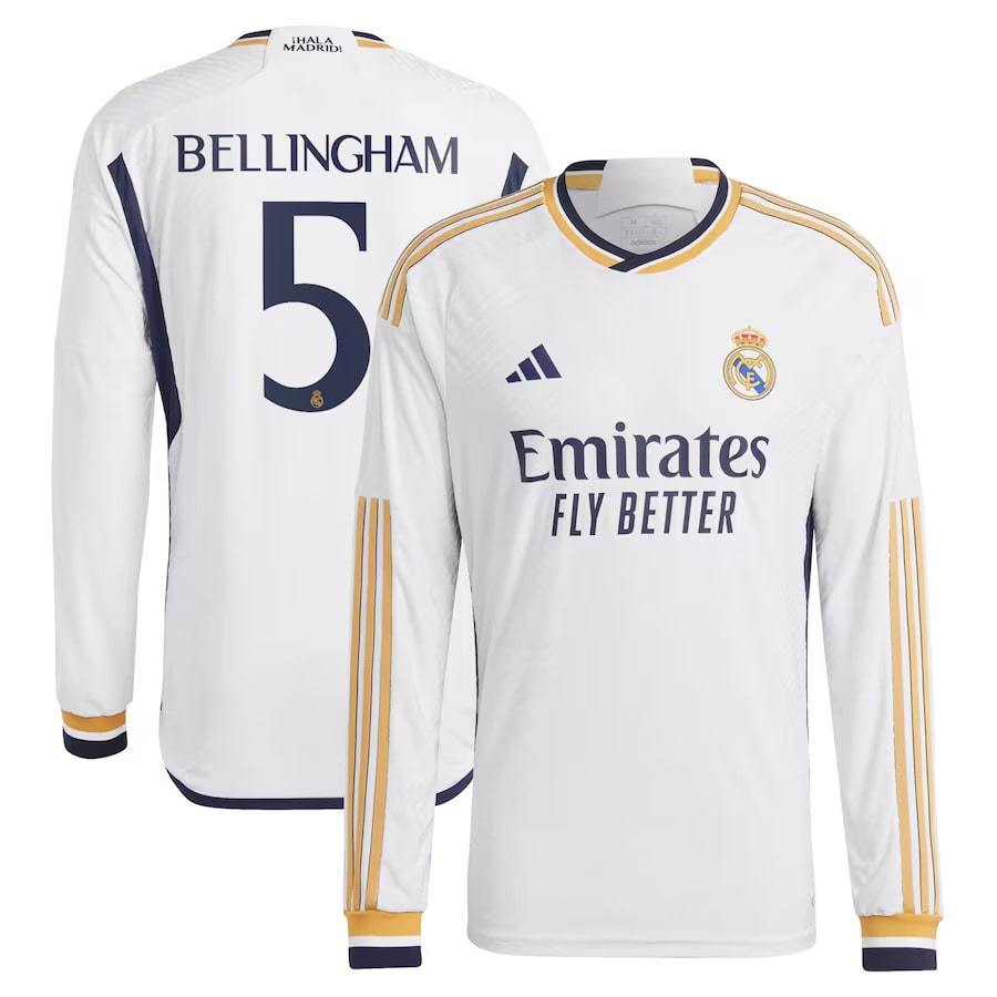 REAL MADRID HOME JERSEY 2023 2024 LONG SLEEVE Bellingham