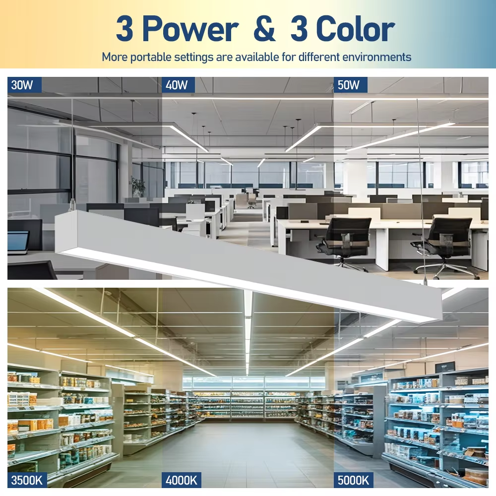 USA in Stock UL/DLC 3CCT 4FT Suspended Strip Tube Light Linkable Lamp Pendant Led Batten Linear Light