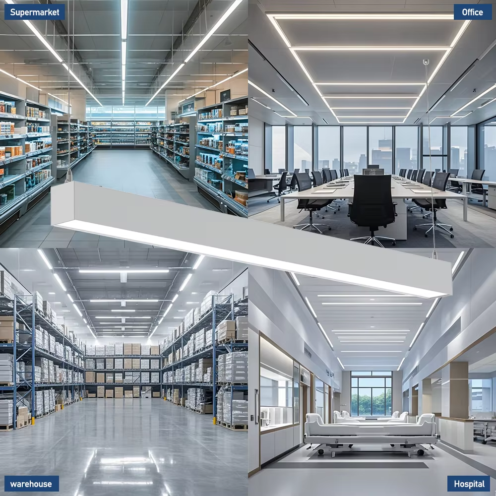 USA in Stock UL/DLC 3CCT 4FT Suspended Strip Tube Light Linkable Lamp Pendant Led Batten Linear Light