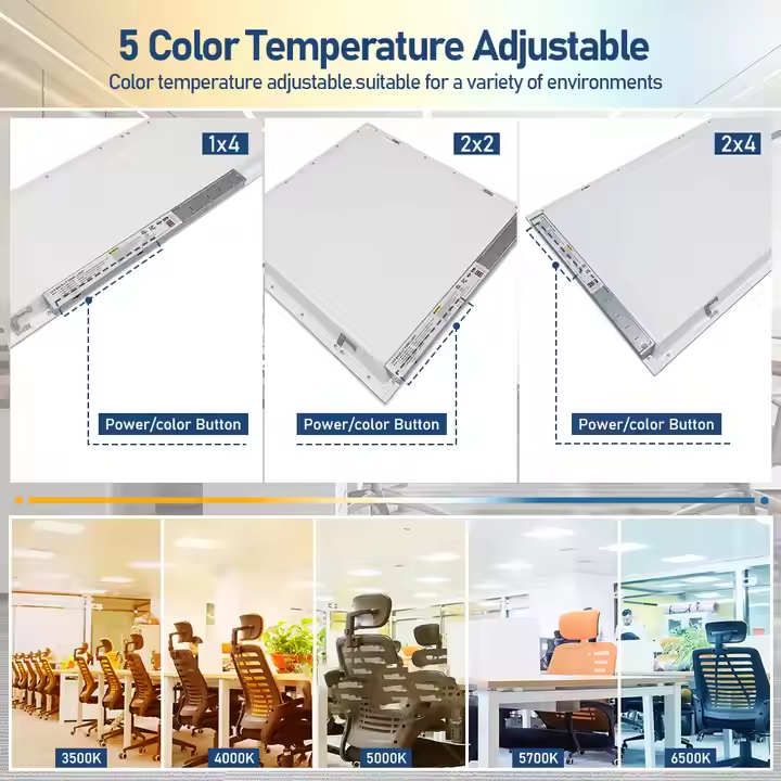 5CCT Dimmable LED Panel Light Super Slim 5 Wattage adjustable 40W130lm/w Commercial Panel Backlit Office Indoor Square