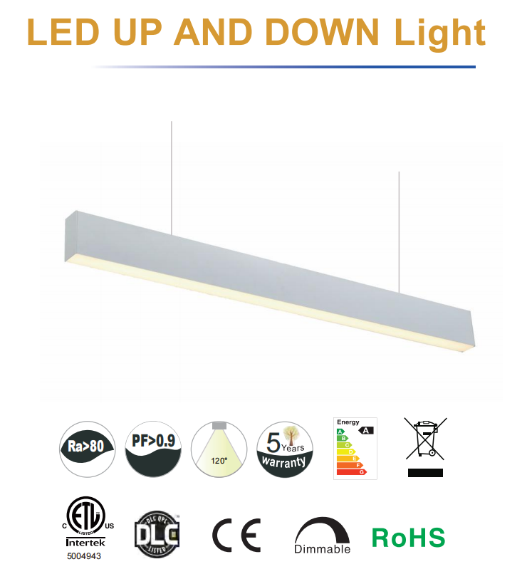 6pack Shop Lights 2FT 6500K Suspended Linear Linkable Dimmable Office Commercial Batten Fixture Pendant Tube Lamp